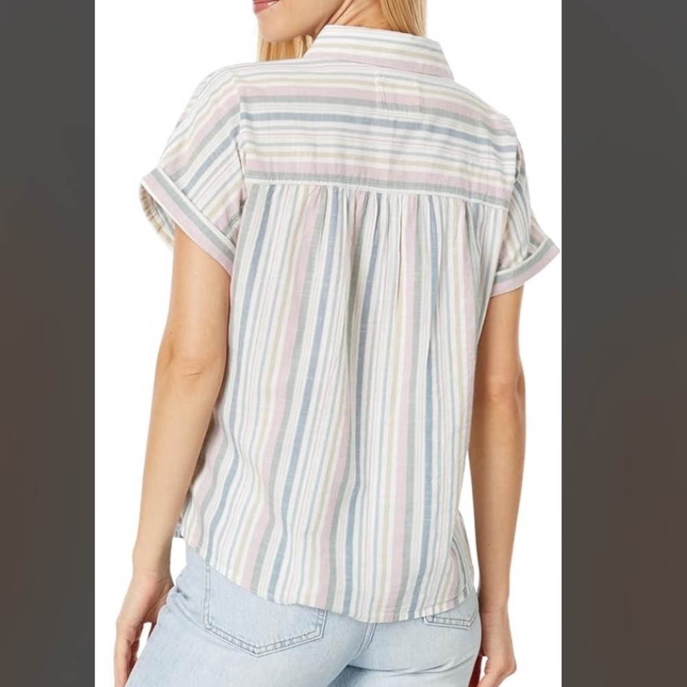 Lucky Brand Women's Pastel Striped Button Down Workwear Shirt Size Large - Picture 3 of 8